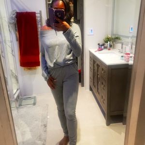 Jumpsuit grey one shoulder